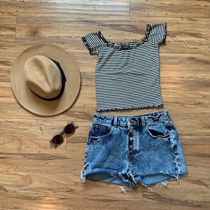 Ribbed off the shoulder top